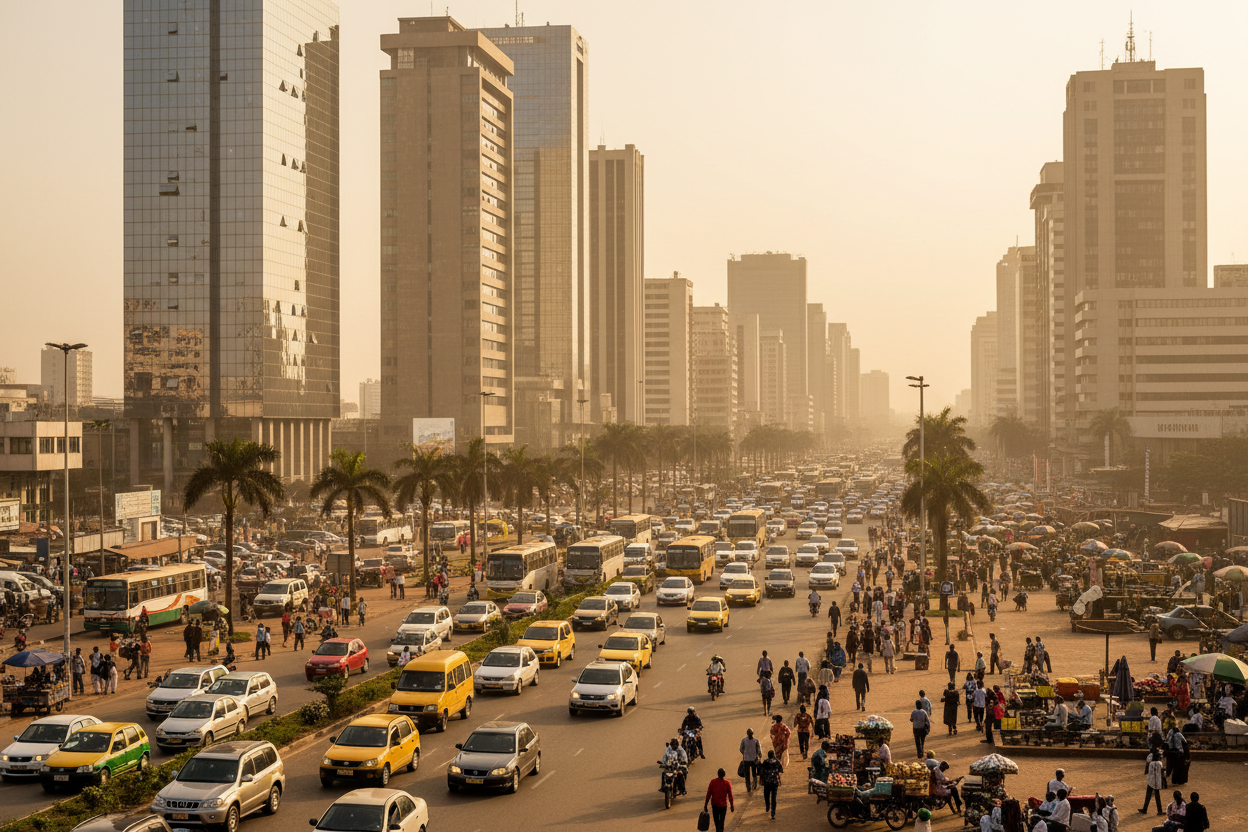 Centre-ville d'Abidjan avec quartier d'affaires