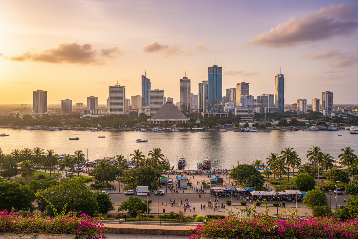 Vue du quartier Plateau à Abidjan avec skyline moderne