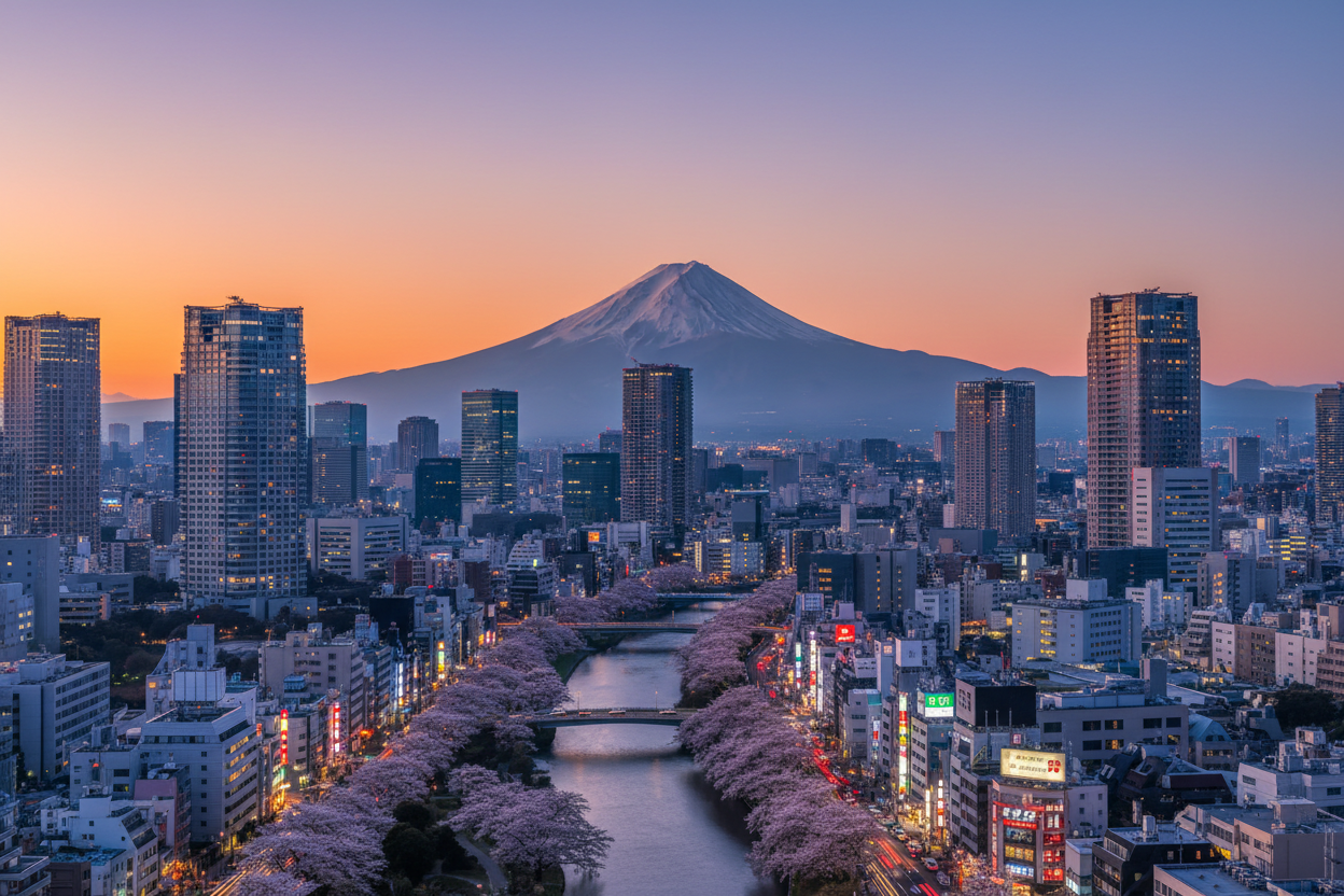 Tokyo skyline avec Mont Fuji