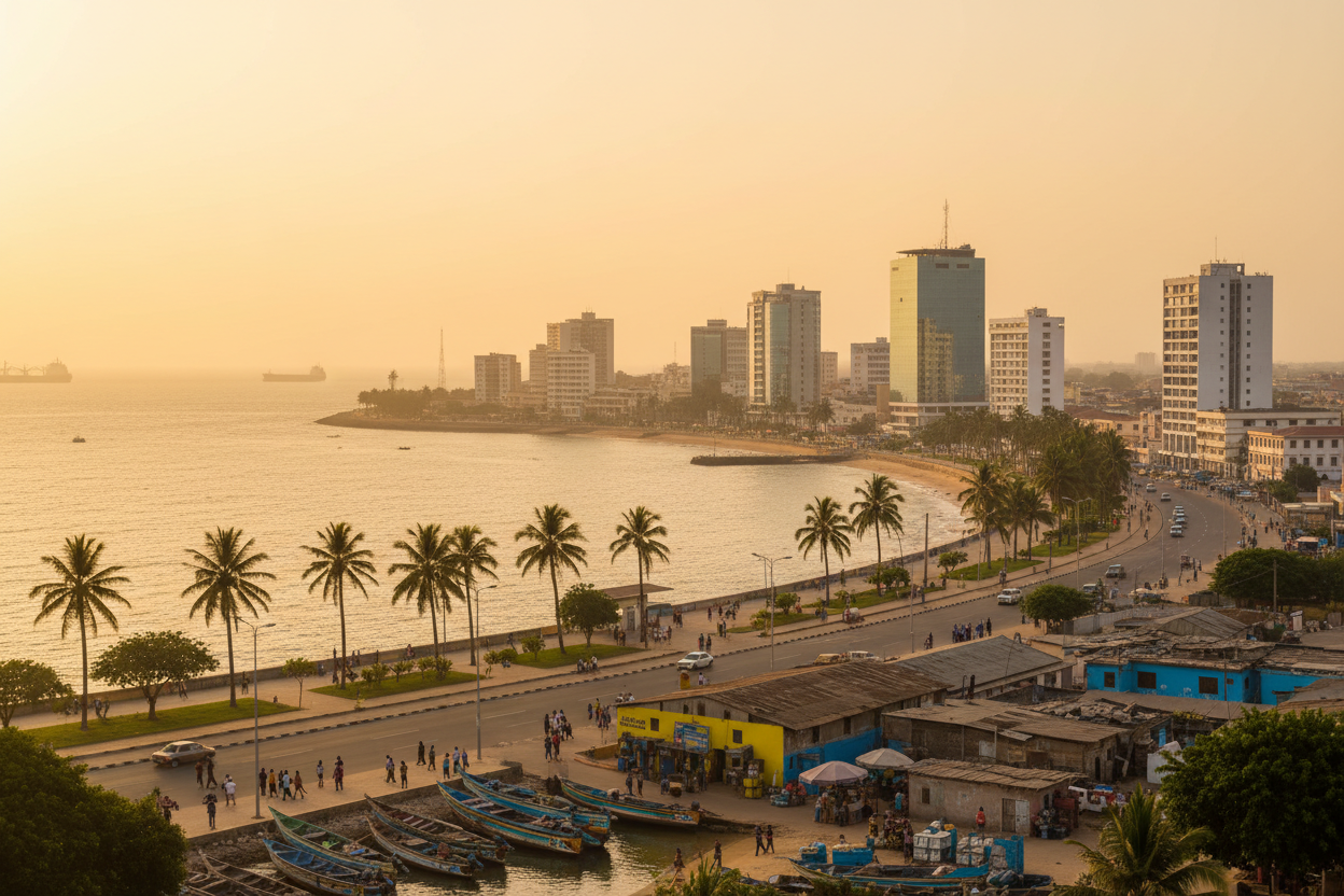 Vue de Conakry avec le front de mer